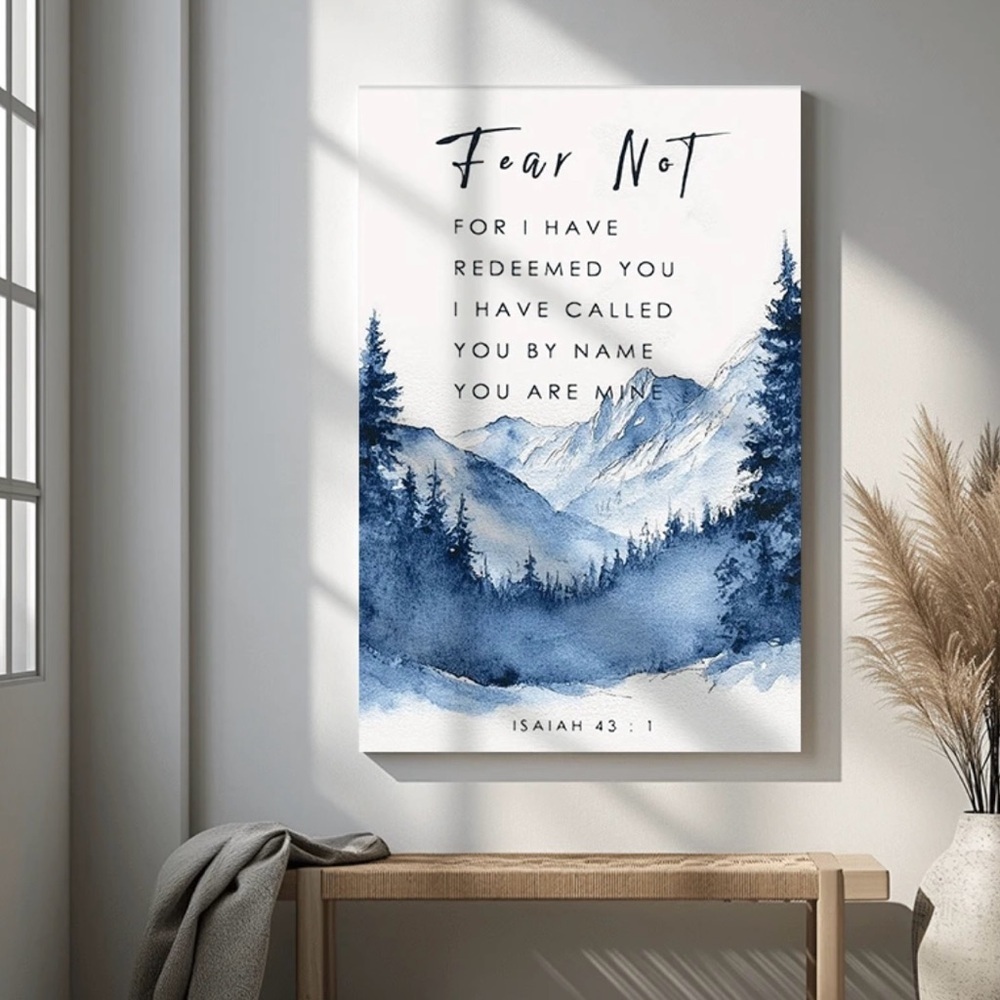 Fear Not Blue Bible Verse Wall Art, 8x12